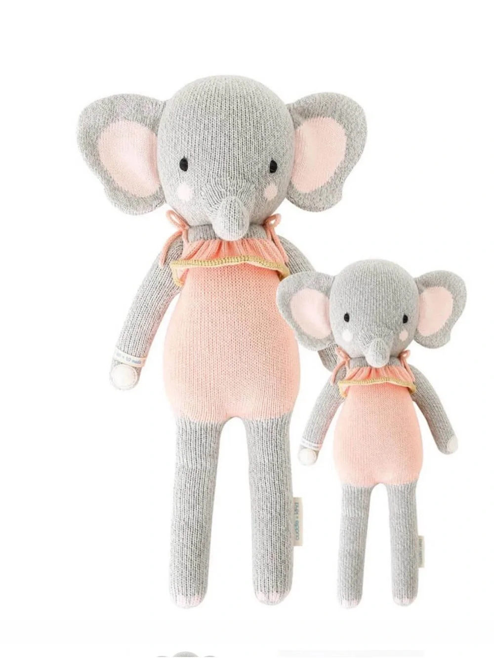 Cuddle + Kind RGray and Pink Elephant Knit Plush Toy - Kids Toys